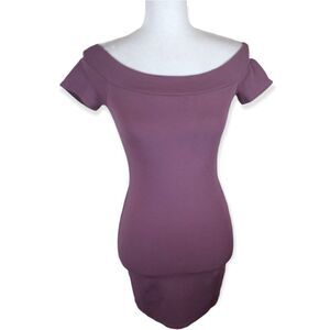FOREVER 21 PURPLE/LAVENDER OFF-THE-SHOULDER MINI BODYCON DRESS SZ.M EUC